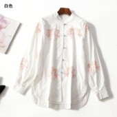 413151 单排扣 长袖 冬衬衫 女加绒中长款