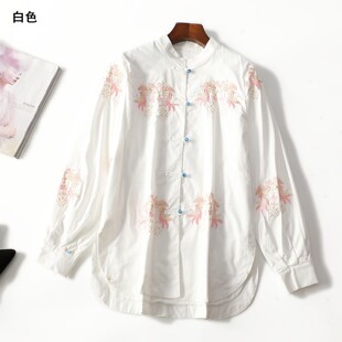 413151 冬中长款单排扣长袖加绒衬衫