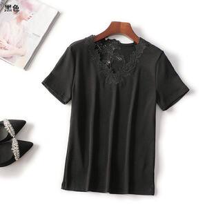 411390 夏T恤 女中长款短袖V领现货