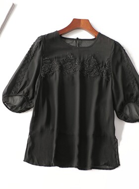 411501 夏上衣 女中长款五分袖圆领.M.L.XL
