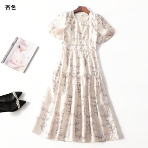 411852 夏连衣裙 女加长款短袖圆领.M.L.XL.2XL