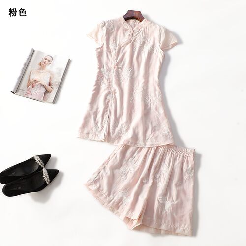 413988 夏上衣裤子套装 女短款短袖套头.M.L.XL