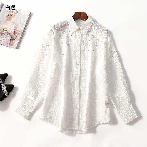 413978 春衬衫 女中长款长袖单排扣.S.M