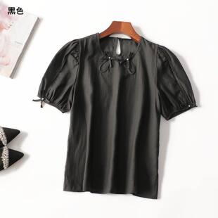 411657 夏天丝上衣 女中长款短袖圆领断码清仓