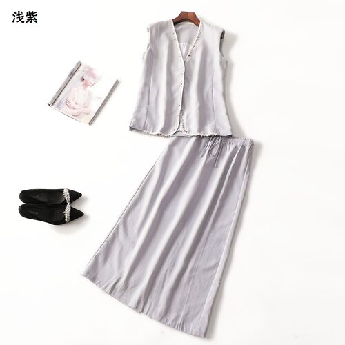 412582 秋马夹半身裙套装 女长款无袖暗扣.S.M.L.XL.2XL