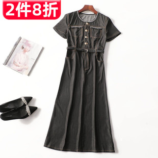 短袖 女加长款 套头现货 夏连衣裙 246288