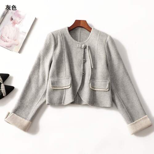 247463 冬双面呢大衣 女短款长袖单排扣.S.M