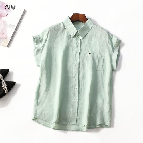 249559 夏衬衫 女中长款短袖单排扣.M.L.XL