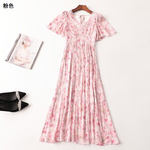 连衣裙 V领短袖 409520 夏加长款