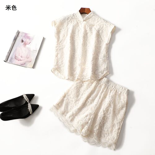 248720 夏上衣裤子套装 深圳女五分无袖套头.S.M.L.XL