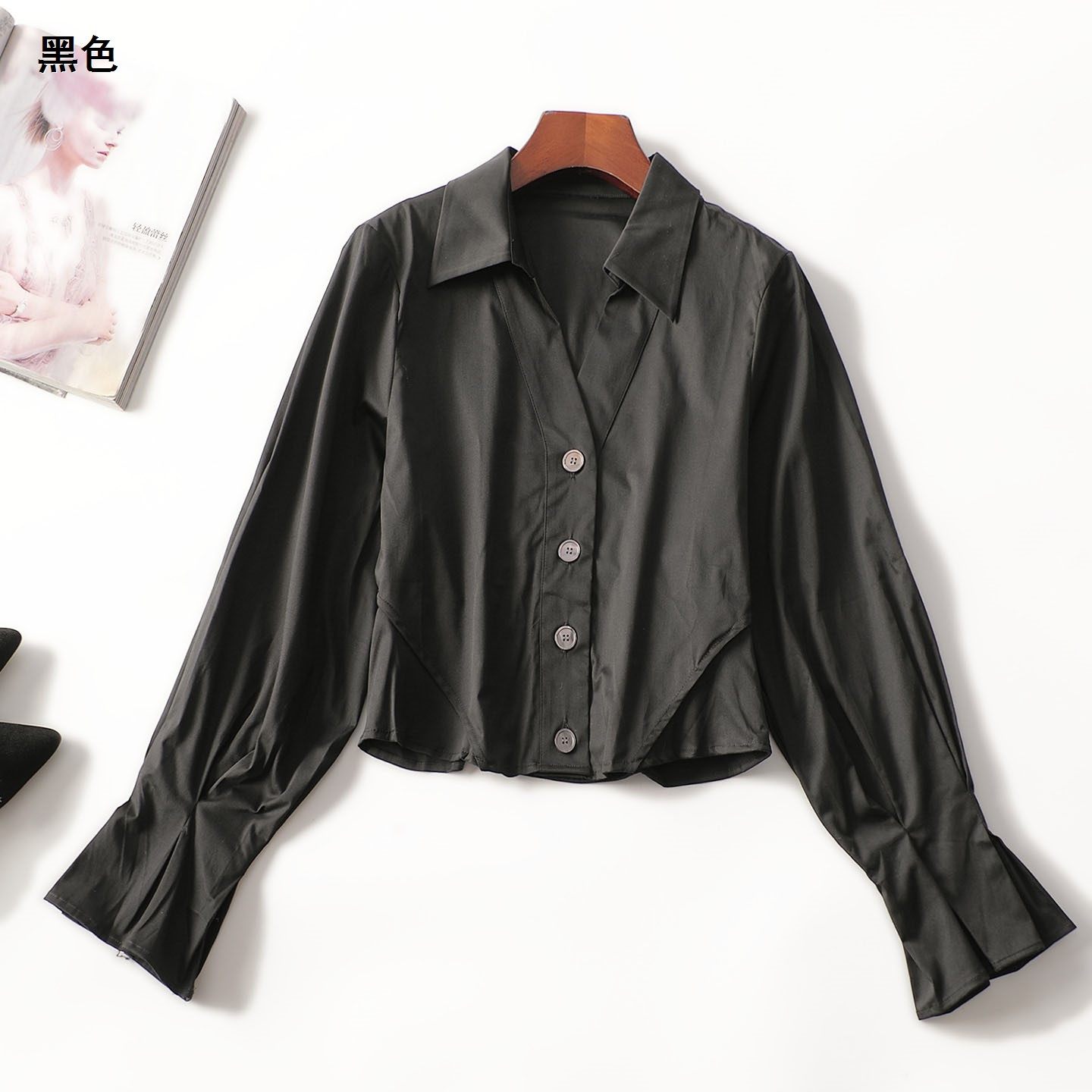 412616 秋短款单排扣长袖衬衫,女装/女士精品,衬衫,淘宝优惠券,粉丝福利购,淘宝优惠卷