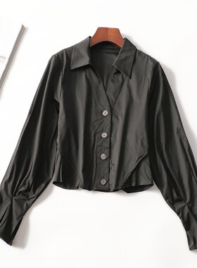 412616 秋衬衫 深圳女短款长袖单排扣