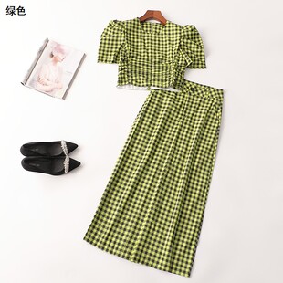 上衣半身裙套装 圆领短袖 夏长款 243638