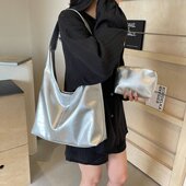 拉链女包纯色手提包腋下包 托特包车缝线PU单肩包均码 2026夏季 新款