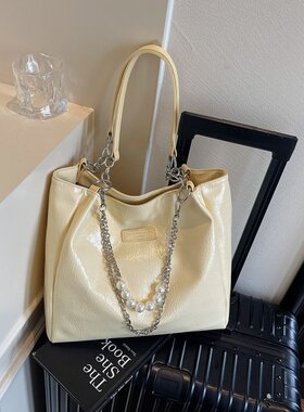 2026春季新款均码单肩包PU2025年春季拉链托特包纯色新潮斜挎包