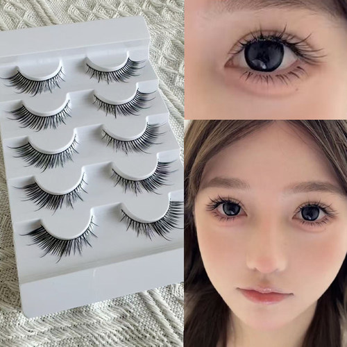 娇憨狐系斜飞整条假睫毛自带眼线