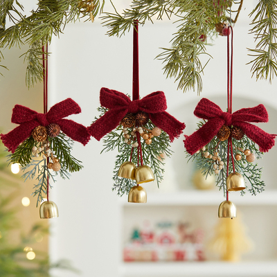 圣诞节装饰品2026新款圣诞树挂件蝴蝶结铃铛挂饰场景布置道具挂饰