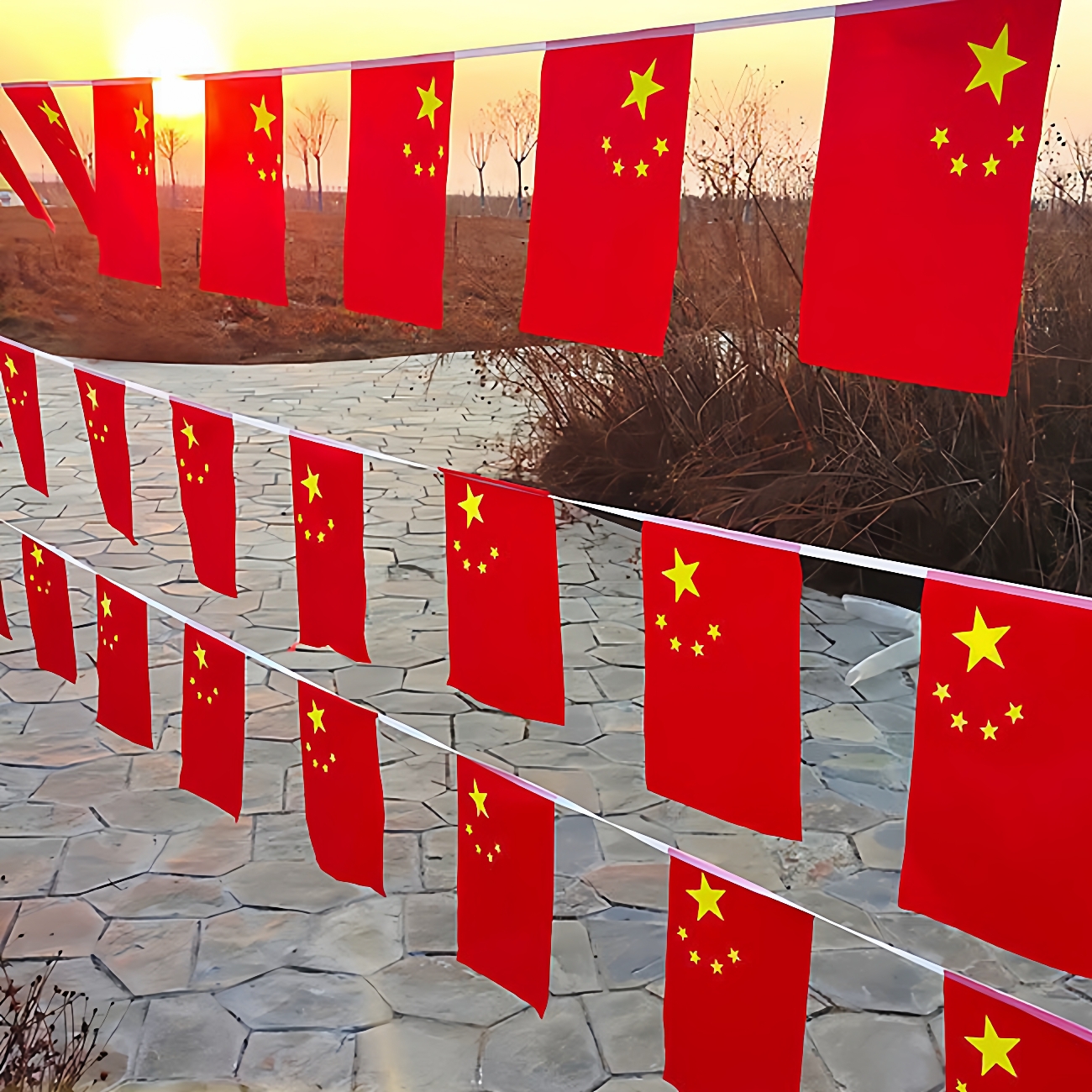 国庆节串旗挂旗彩旗中国小国旗串旗五星红旗小红旗装饰吊旗装扮品