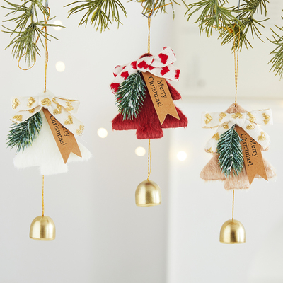 圣诞节装饰品毛绒铃铛挂件圣诞树挂饰氛围感装饰汽车挂件小礼物