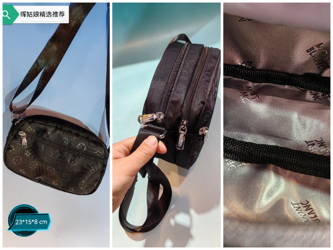 黑色印花小圆包牛津布防水单肩斜挎小包女包实用型经久耐看大容量