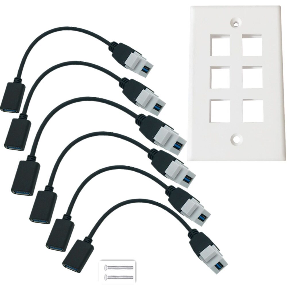USB3.0速度带线插座USB3.0母头带卡扣面板母口线墙插直插面板线
