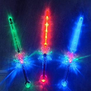 儿童玩具发光剑水晶透明激光炫彩荧光棒重力感应音效闪光夜市地摊