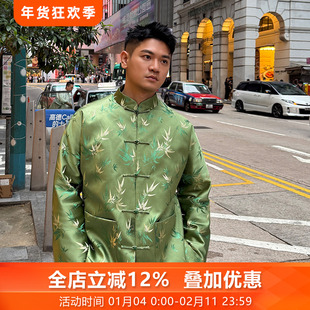 青叶三重门唐装男中国风外套新款高端织锦缎盘扣秋冬盘扣潮款夹棉