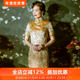 修身 三重门{金调} 花罗真丝桑蚕丝中式 旗袍复古中国风宴会高端女