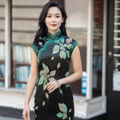 三重门高端原厂高级盘扣旗袍