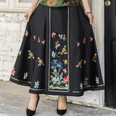 芳华舞三重门新中式 裙子 40姆米香云纱重缎刺绣马面裙高端高级经典