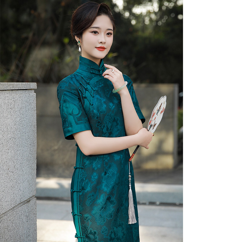 蓝颜*三重门原创新中式真丝花罗精致高端高级感旗袍妈妈全开襟女