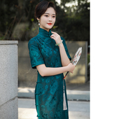 蓝颜 真丝花罗精致高端高级感旗袍妈妈全开襟女 三重门原创新中式