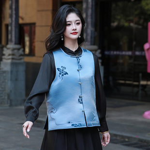 兰亭三重门秋冬唐装女装中国风年轻款高端减龄马甲盘扣背心新中式