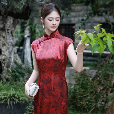 真丝香云纱复古中式国风夏季旗袍