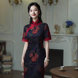 陌上花颜*三重门宋锦40姆米香云纱旗袍2026新款高端修身妈妈端庄