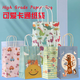 21*13*8cm小号卡通手提纸袋 韩版可爱小动物图案小袋子儿童活动袋