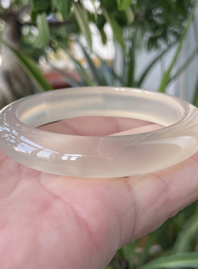 天宝屋纯天然玛瑙手镯 原色玉髓 冰种荧光  民族风 59.6mm M4212