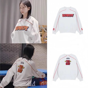 jennie韩国小众潮牌asifcalie美式原宿刺绣字母贴布拼接卫衣女