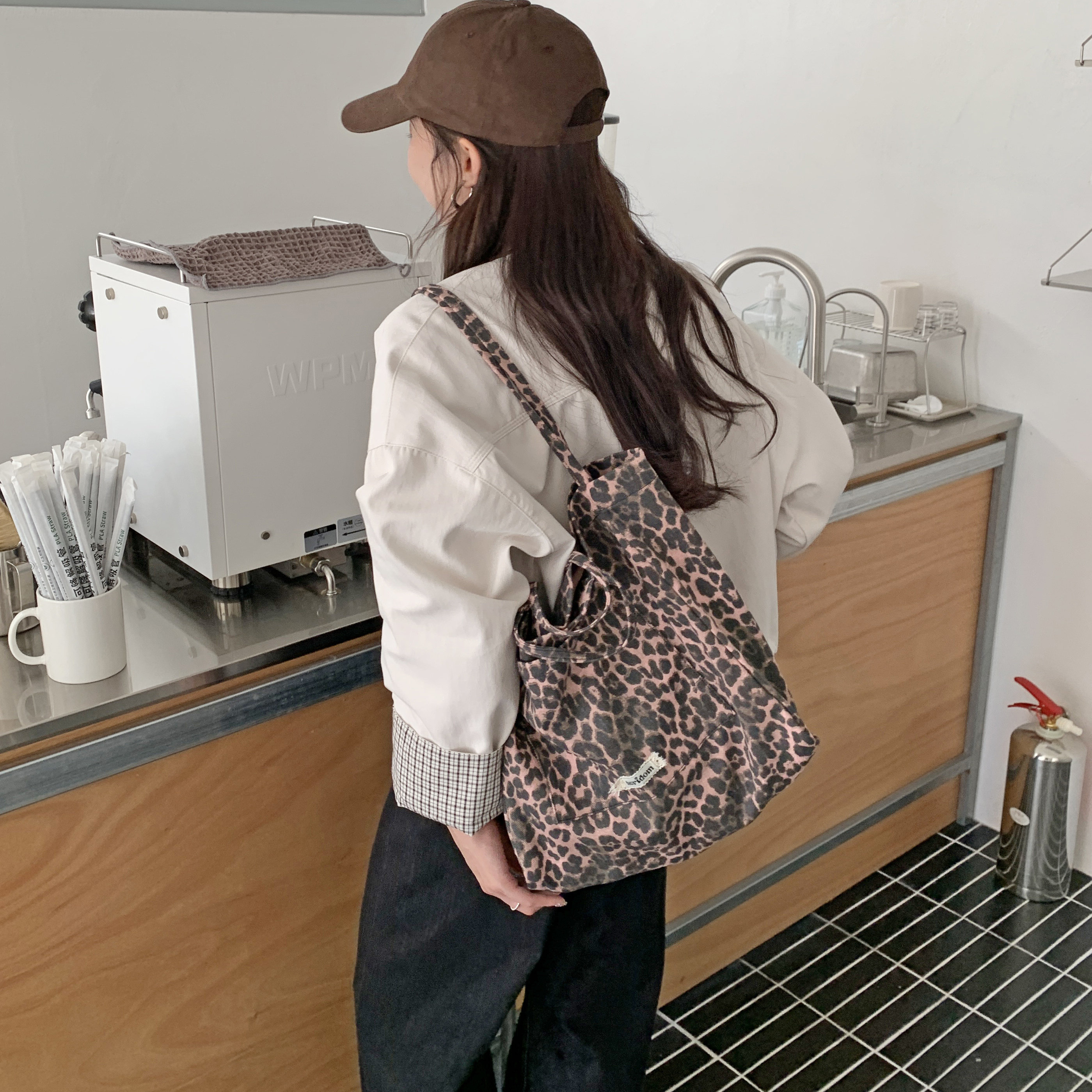 HURIDOM原创秋冬 ins风豹纹帆布包大容量单肩包女休闲百搭通勤包,箱包皮具/热销女包/男包,时尚帆布包,淘宝优惠券,粉丝福利购,淘宝优惠卷