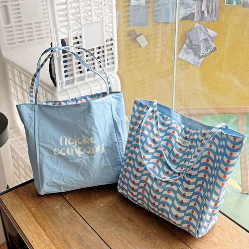 HURIDOM 2025新款原创松弛感韩系慵懒帆布包大容量女AB面单肩包