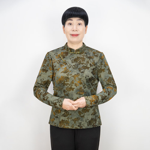 中年妈妈新中式上衣春秋薄款洋气