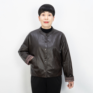妈妈皮衣外套春秋女装上衣时尚复古2026新款中年女装外套休闲夹克