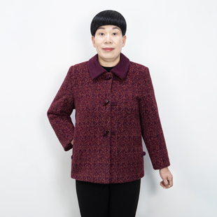 中老年女外套中长款 5060岁妈妈冬装 外套呢子加厚保暖舒适2025新款