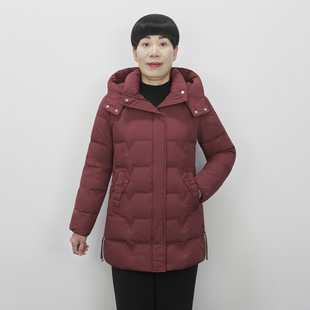 洋气妈妈羽绒服中长款冬季保暖时尚2025新款中年女装白鸭绒袄连帽