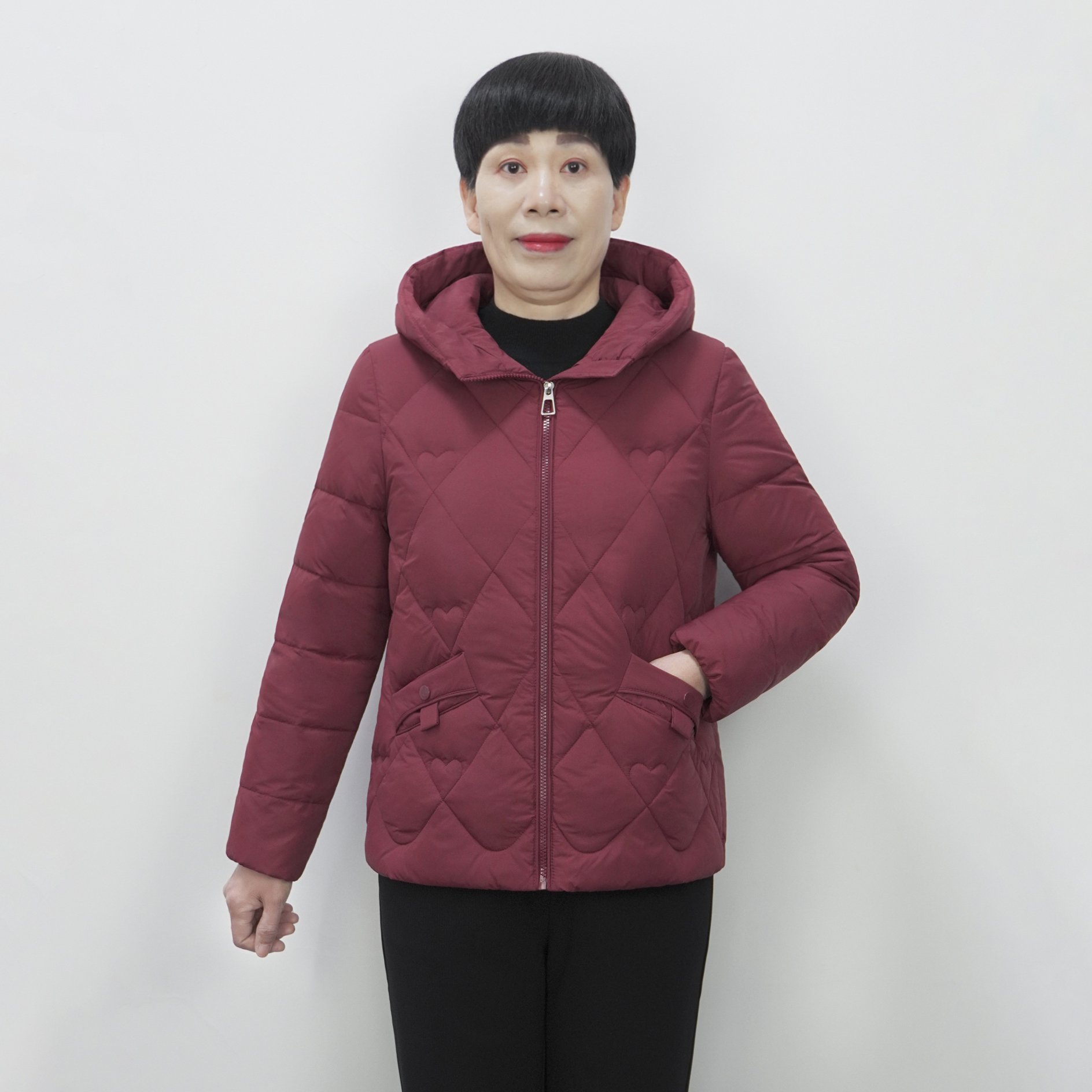 洋气妈妈羽绒服冬装外套连帽