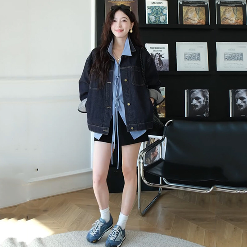 春季美式复古短款百搭休闲宽松牛仔外套女2025新款上衣夹克女款春
