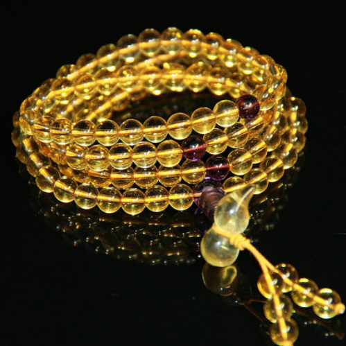 天然黄水晶葫芦佛珠手链108转运