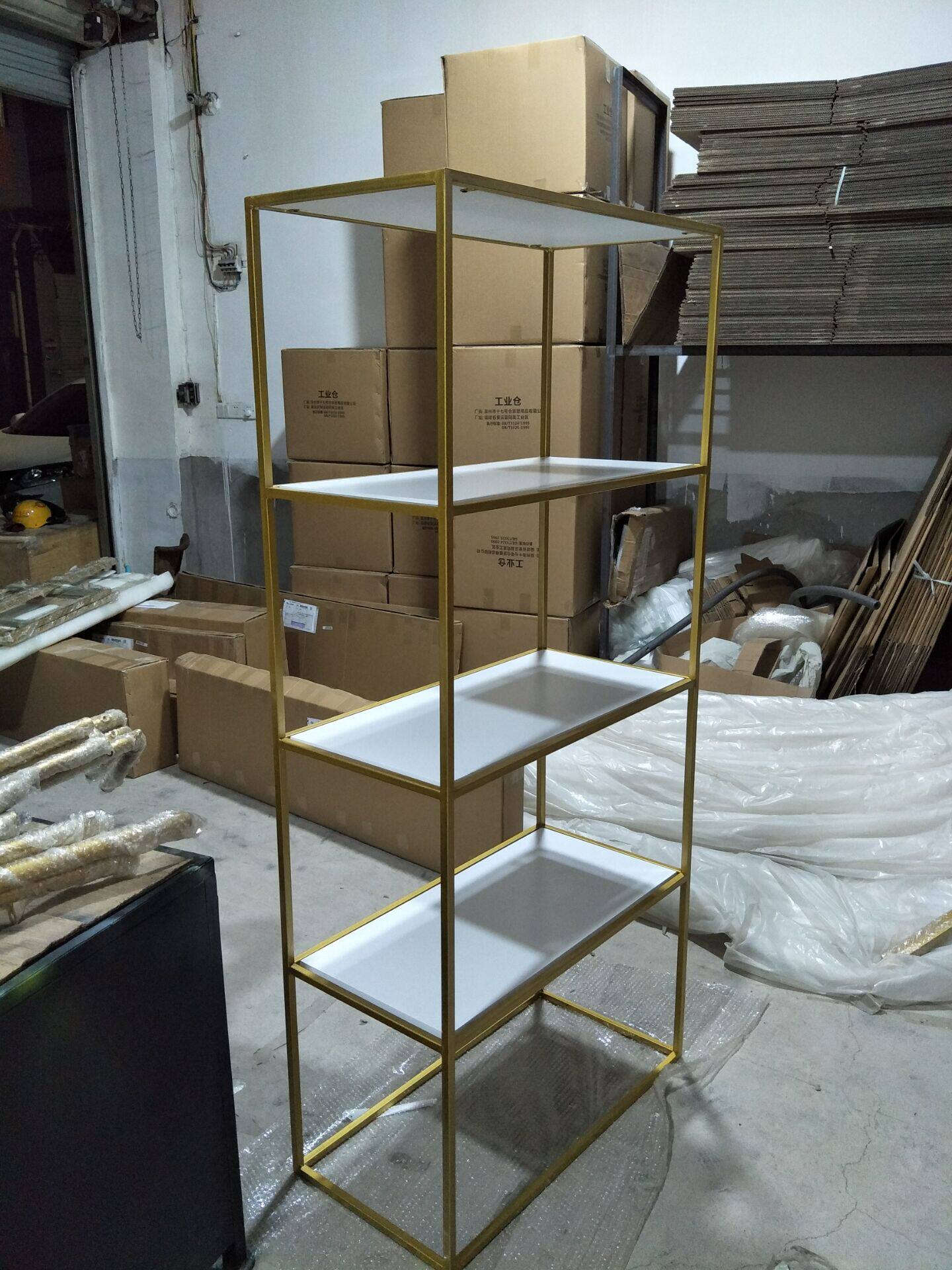 金色落地式陈列柜橱窗展示架子