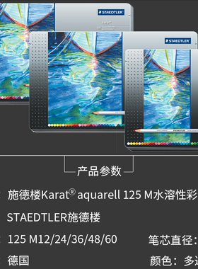 STAEDTLER施德楼125系列专业绘图彩铅水溶性彩色铅笔