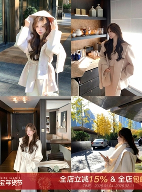 许许然Madeleine【阿勒泰冬季】千金韩系羊毛连帽中长款毛呢外套